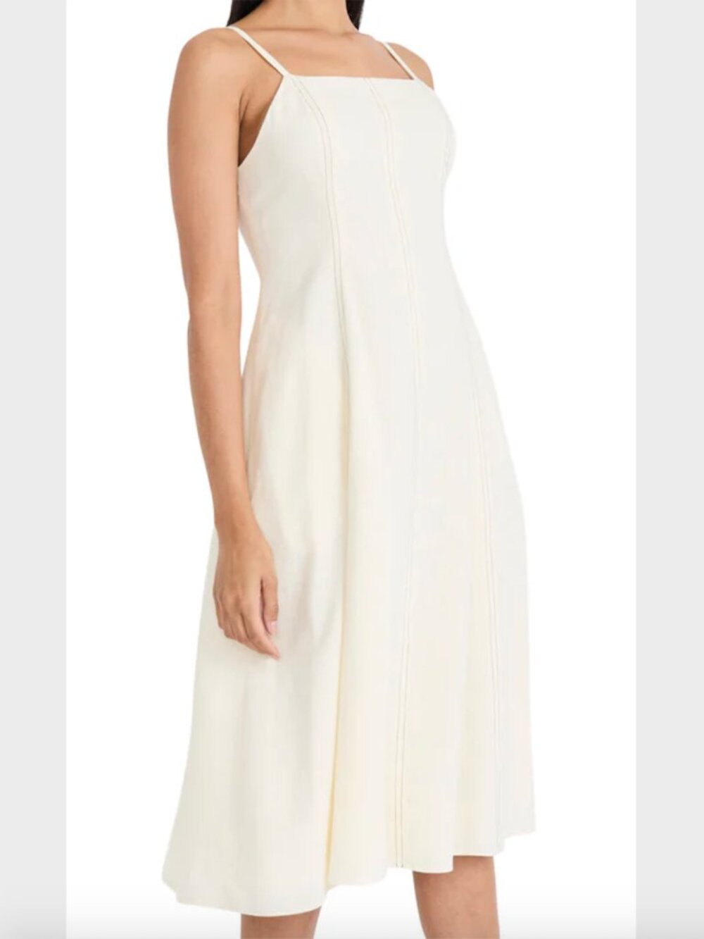 Maggy London NWT Keri Spaghetti Strap Midi in Linen in Winter White - US 14